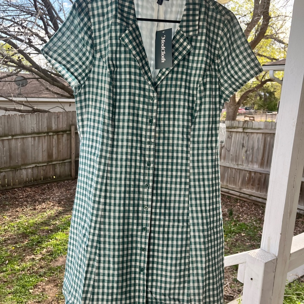 ModCloth Green Checkered Dress